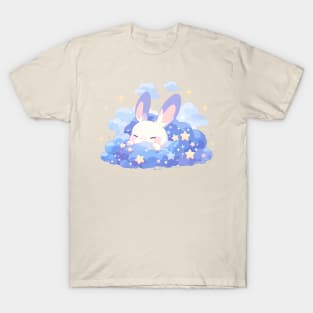 Kawaii Baby Bunny In The Cloudy Starry Night T-Shirt